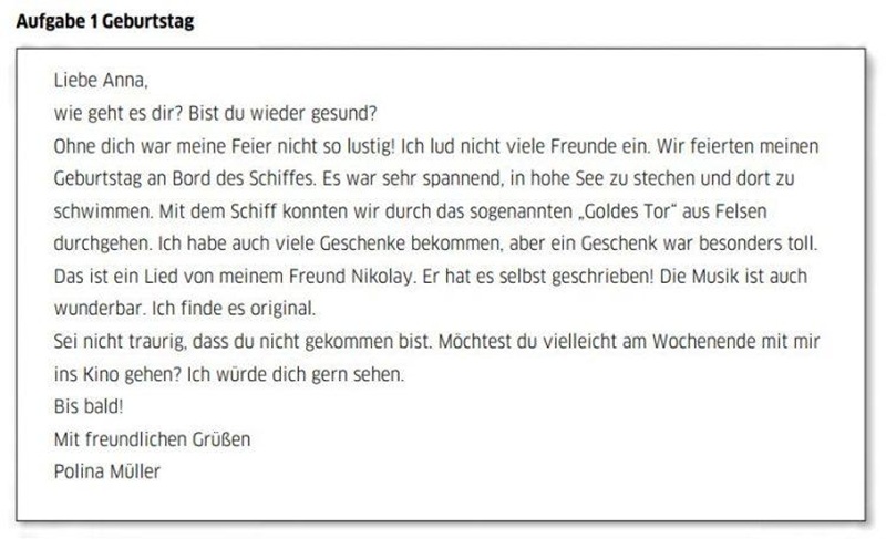 Mẫu bài viết thư trong kỳ thi TELC B1 tiếng Đức
