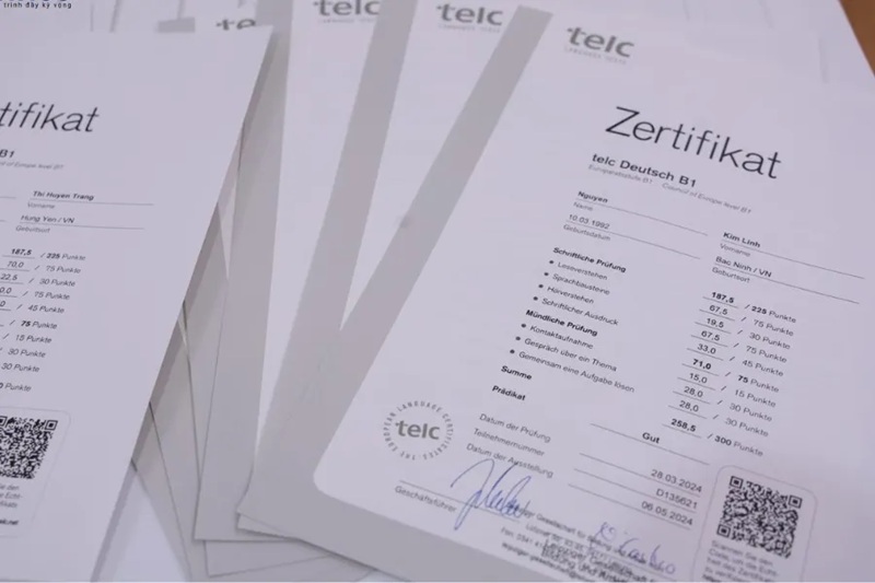 Thời gian trả kết quả TELC phụ thuộc số thí sinh, trình độ, hình thức và trung tâm thi.